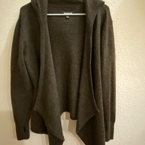 BETABRAND Wrap Sweater with Hood Brown Wool L/XL